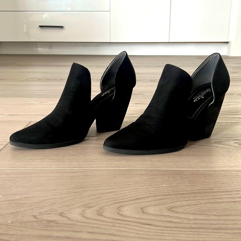 Charles by Charles David black faux suede booties ankle boots